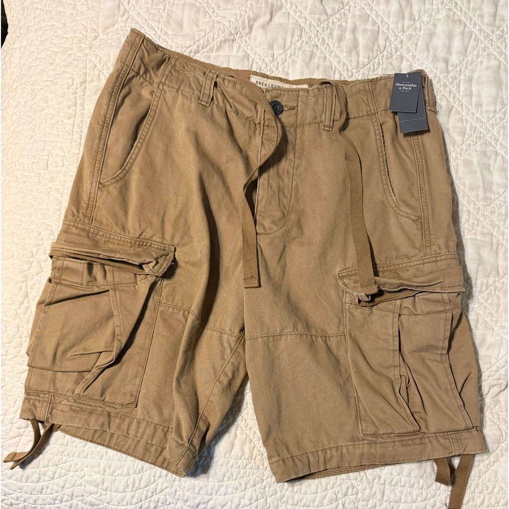 Abercrombie & Fitch Cargo Shorts Mens 31 Tan Classic Paratrooper Button Fly NWT